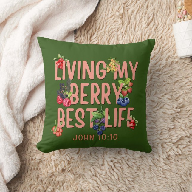 Living My Berry Beste Leven CHRISTELIJKE Berries Kussen (Deken)