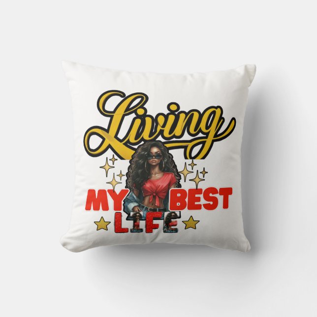 Living My Best Life – Inspirational Throw Pillow Kussen (Voorkant)