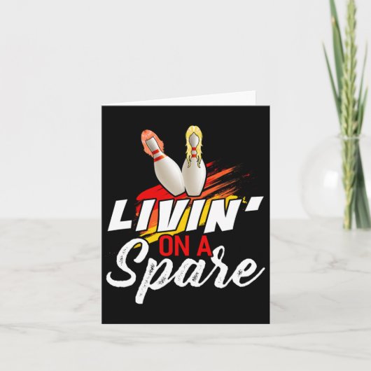 Living On A Spare Bowling Shirt Funny Bowler Bowli Kaart (Voorkant)