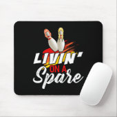 Living On A Spare Bowling Shirt Funny Bowler Bowli Muismat (Met muis)
