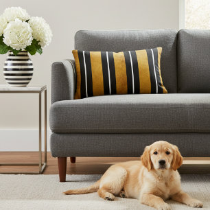 Living Room Black White en Gold Pillow Striped Accent Kussen