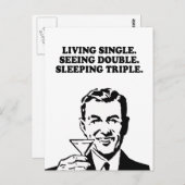 LIVING SINGLE - ZIEN DUBBEL - SLAPEN TRIPLE T- BRIEFKAART (Voorkant / Achterkant)