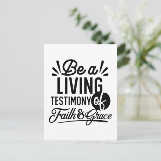 Living Testimony Bible Quote Christian Motivation Briefkaart (Staand voorkant)