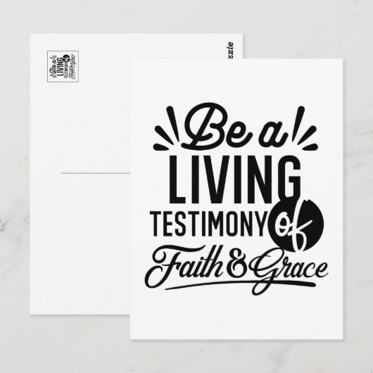 Living Testimony Bible Quote Christian Motivation Briefkaart (Voorkant / Achterkant)