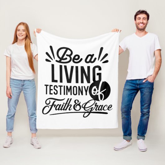 Living Testimony Bible Quote Christian Motivation Fleece Deken (In situ)