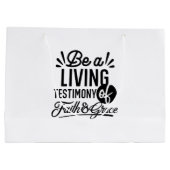 Living Testimony Bible Quote Christian Motivation Groot Cadeauzakje (Achterkant)