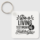 Living Testimony Bible Quote Christian Motivation Sleutelhanger (Voorkant)