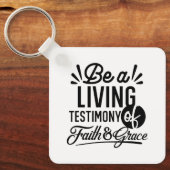 Living Testimony Bible Quote Christian Motivation Sleutelhanger (Voorkant)