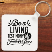 Living Testimony Bible Quote Christian Motivation Sleutelhanger (Achterkant)