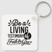 Living Testimony Bible Quote Christian Motivation Sleutelhanger (Achterkant)