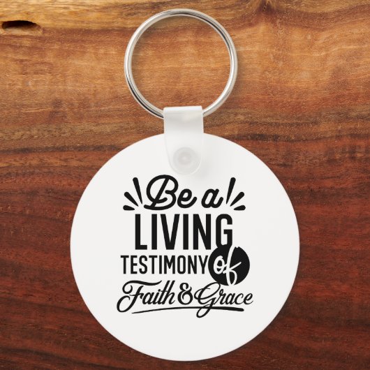 Living Testimony Bible Quote Christian Motivation Sleutelhanger (Voorkant)