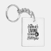 Living Testimony Bible Quote Christian Motivation Sleutelhanger (Voorkant Links)