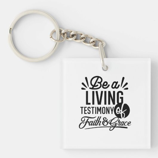 Living Testimony Bible Quote Christian Motivation Sleutelhanger (Voorkant)