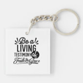 Living Testimony Bible Quote Christian Motivation Sleutelhanger (Achterkant)