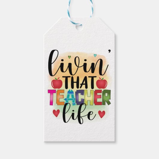Living That Teacher Life - Gift For Teachers Cadeaulabel (Voorkant)