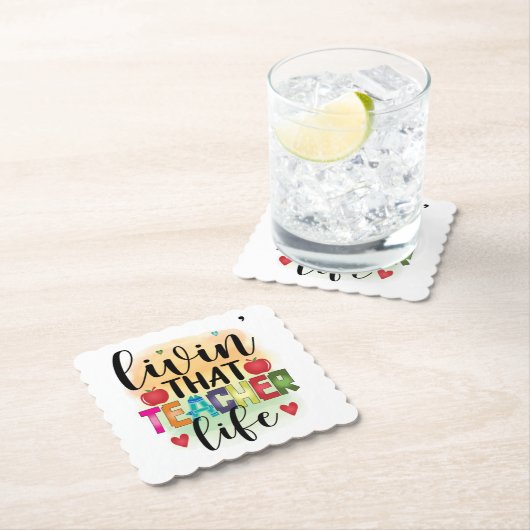 Living That Teacher Life - Gift For Teachers Kartonnen Onderzetters (Insitu)