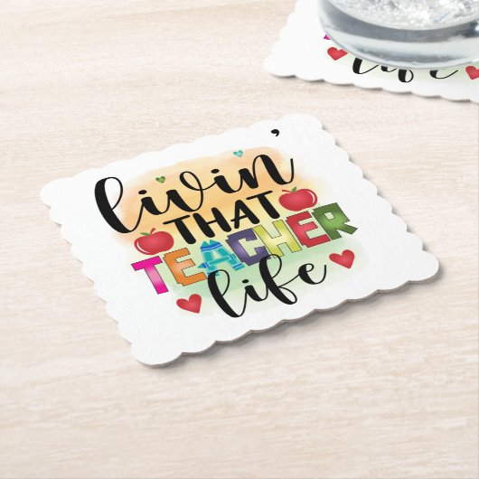 Living That Teacher Life - Gift For Teachers Kartonnen Onderzetters (Gebogen)