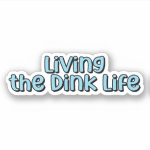 Living the Dink Life Blue Retro Pickleball Tekst Sticker