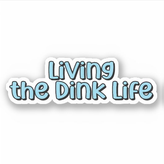 Living the Dink Life Blue Retro Pickleball Tekst Sticker (Voorkant)
