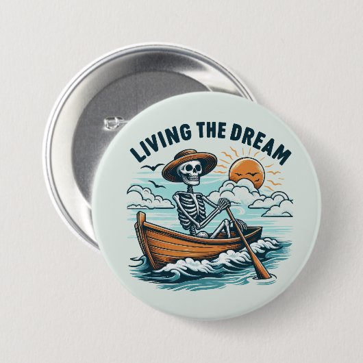 Living The Dream - Skelet (2) Ronde Button 7,6 Cm (Voorkant /achterkant)