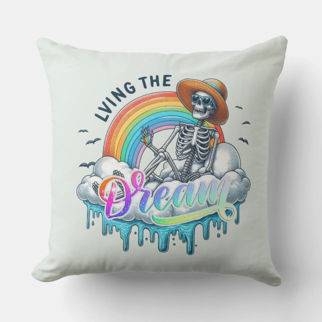 Living The Dream - Skelet Kussen (Voorkant)