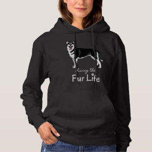 Living the Fur Life Husky White Tekst Hoodie
