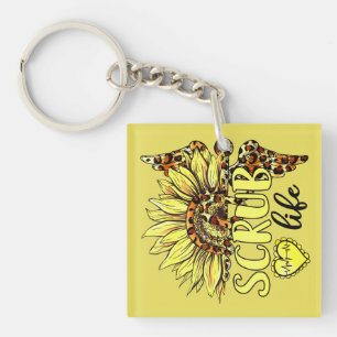 Living The Scrub Life Verpleegster Zonnebloem Luip Sleutelhanger