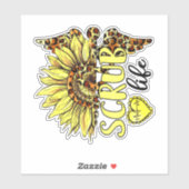 Living The Scrub Life Verpleegster Zonnebloem Luip Sticker (Vel)