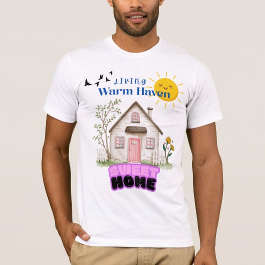 Living Warm Heaven T-Shirt – Cozy Sweet Home Vibes (Voorkant)