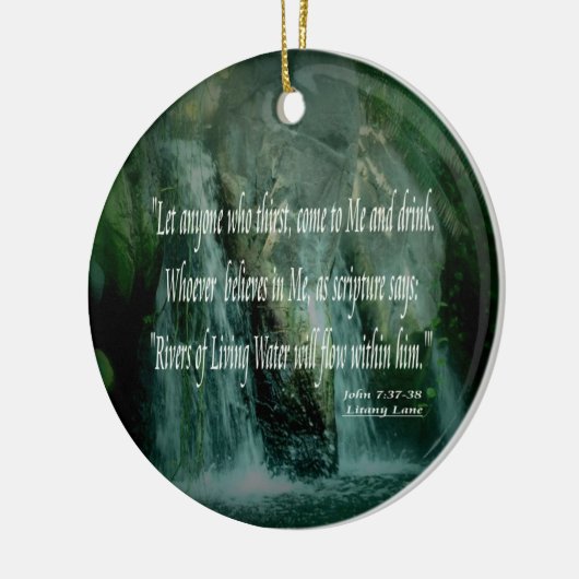 Living Waters - John 7:37-38 Keramisch Ornament (Links)