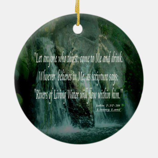 Living Waters - John 7:37-38 Keramisch Ornament (Achterkant)