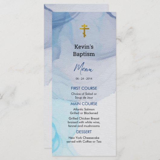 Living Waters Orthodox Christelijk Baptisme Menu (Voorkant / Achterkant)