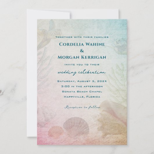 Living Zeeen bruiloft uitnodiging (Voorkant)