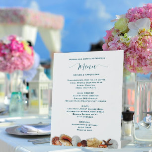 Living Zeeen Seashell Wedding Menu Sjabloon Reclamebord Met Voetstuk
