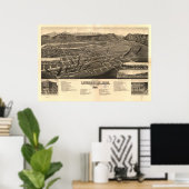 Livingston Montana 1883 Antiek Panoramische Kaart Poster (Thuiskantoor)
