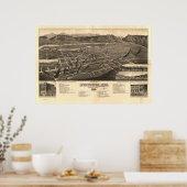 Livingston Montana 1883 Antiek Panoramische Kaart Poster (Keuken)