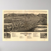Livingston Montana 1883 Antiek Panoramische Kaart Poster (Voorkant)