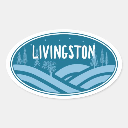 Livingston Montana Outdoors Ovale Sticker (Voorkant)