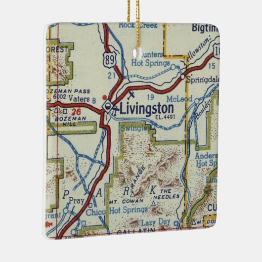 Livingston MT  kaart Keramisch Ornament (Rechts)