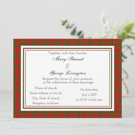 Livingston Scottish Wedding Invitation Kaart (Staand voorkant)