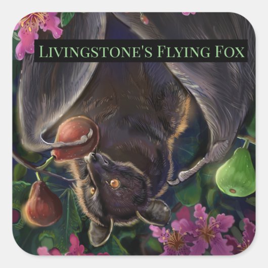 Livingstone Flying Fox Vierkante Sticker (Voorkant)