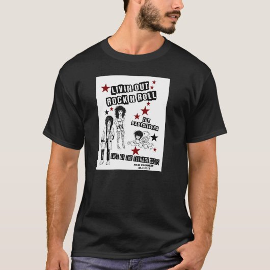 LIVIN'OUT ROCK'N'ROLL FILM PREMIERE MERCHANDISE T-SHIRT (Voorkant)