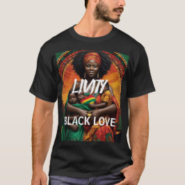 LIVITY BLACK LOVE Basic Donkere T-shirt