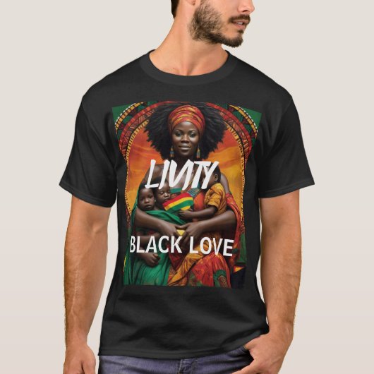 LIVITY BLACK LOVE Basic Donkere T-shirt (Voorkant)