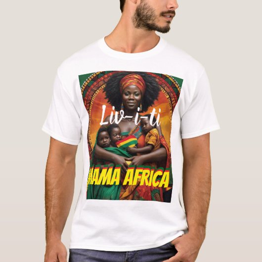 LIVITY. MAMA AFRICA Heren Basic T-Shirt (Voorkant)
