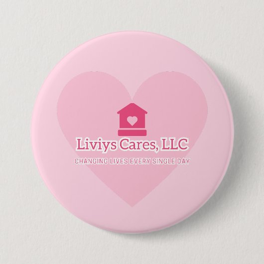 Liviys Cares Logo Ronde Button 7,6 Cm (Voorkant)