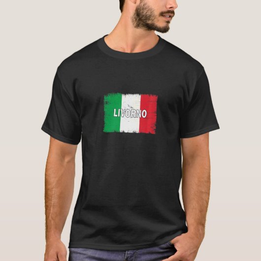 Livorno Italië Stad met Italiaanse vlag T-shirt (Voorkant)