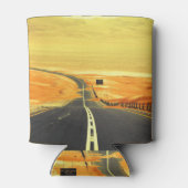 Liwa Oasis Asfalt Road, duinen. Blikjeskoeler (Achterkant)