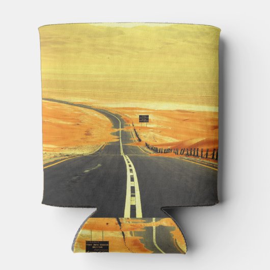 Liwa Oasis Asfalt Road, duinen. Blikjeskoeler (Achterkant)