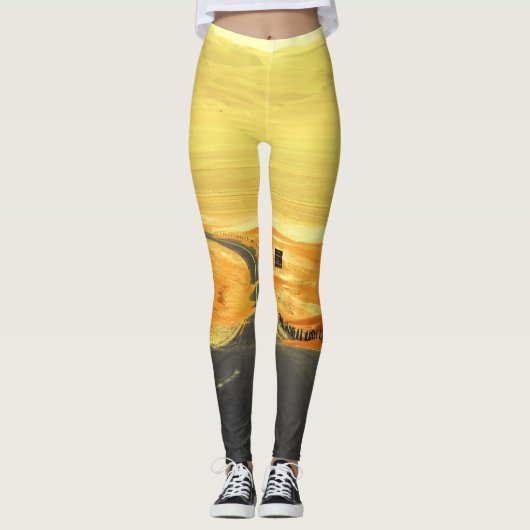 Liwa Oasis Asfalt Road, duinen. Leggings (Voorkant)